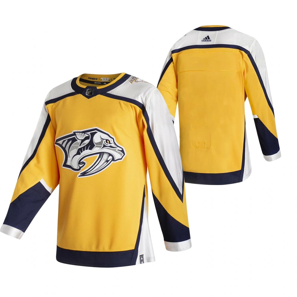 2021 Adidias Nashville Predators Blank Yellow Men Reverse Retro Alternate NHL Jersey->buffalo sabres->NHL Jersey